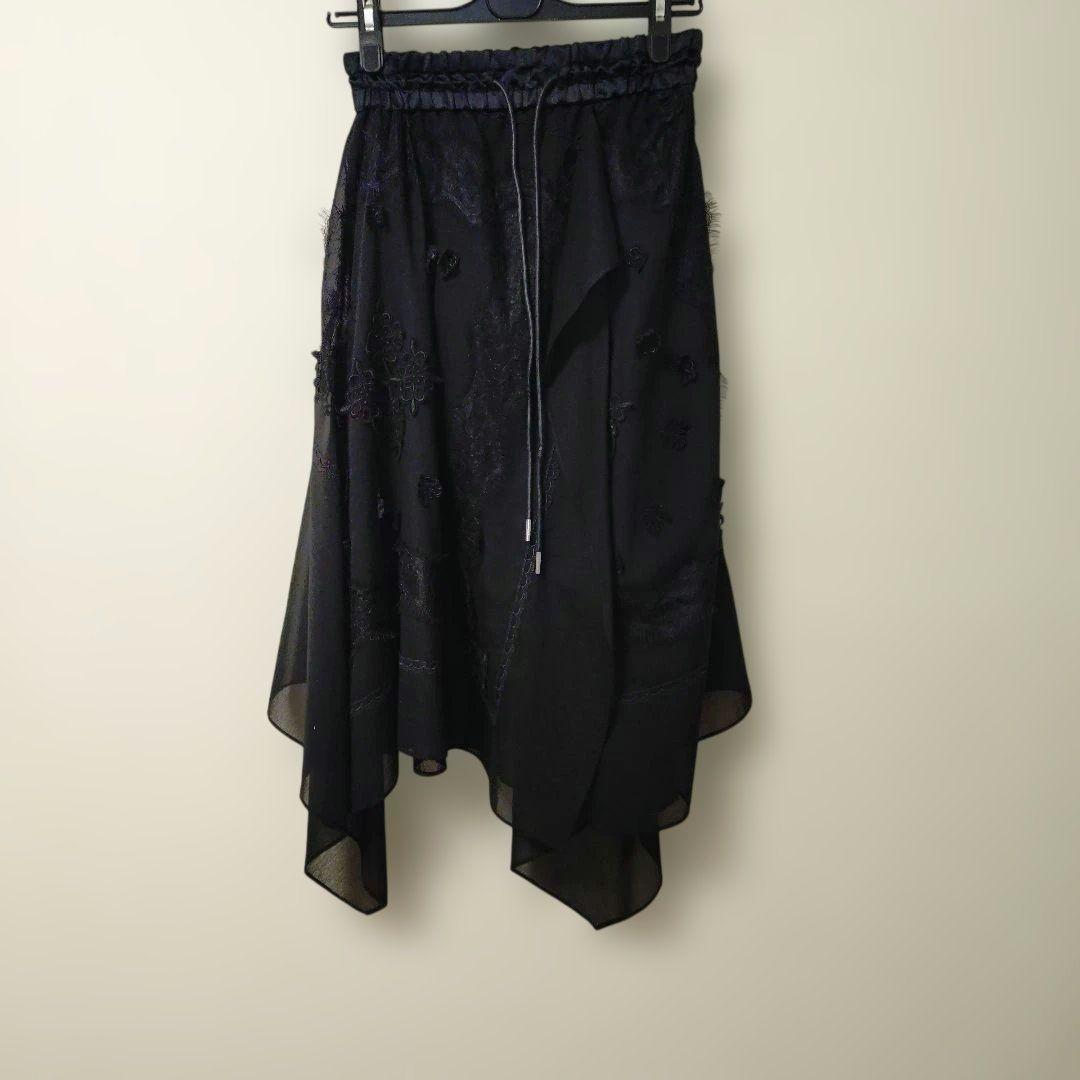 sacai アシメトリー スカート レース