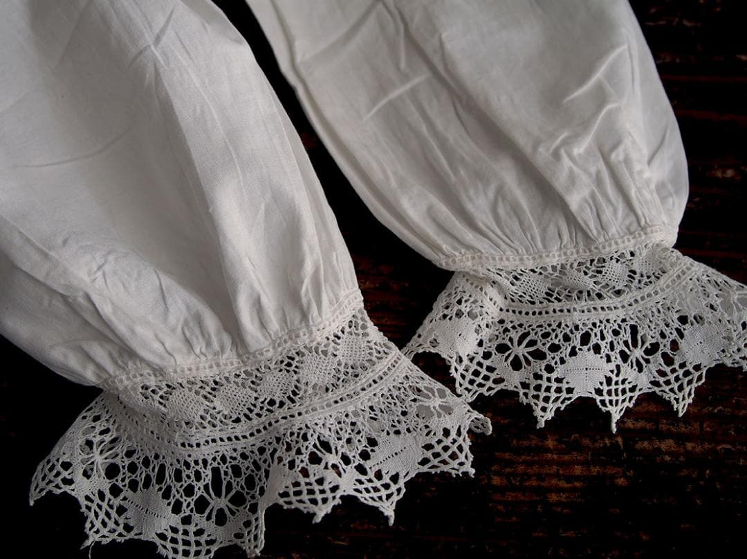 刺繍レースとシェルボタンの部屋着 ナイティ時代衣装 丈111cm /K379