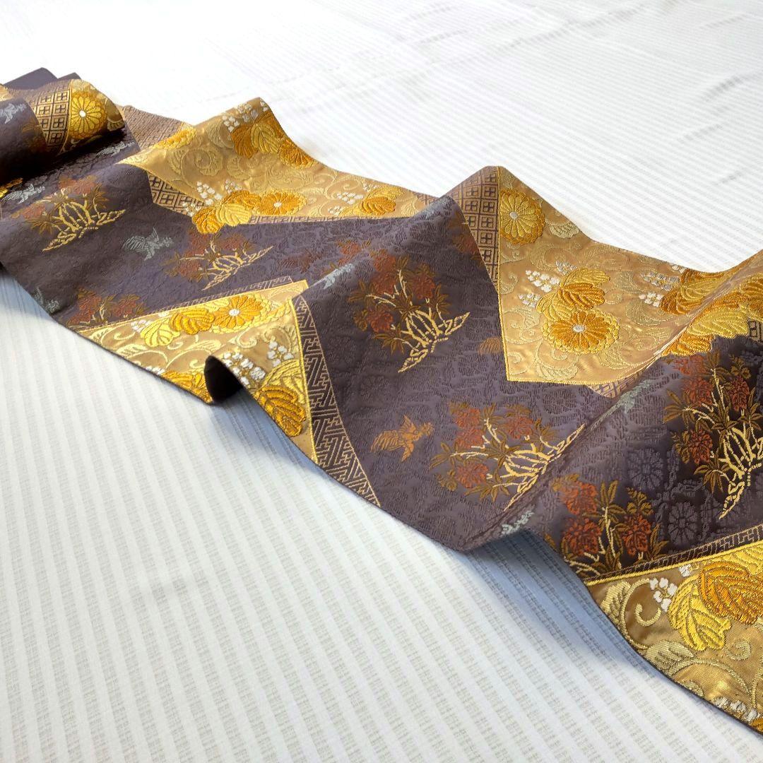 【袋帯】灰紫の気品＊有職文様がずらり並ぶ“雅の世界｜裂取り｜440cm
