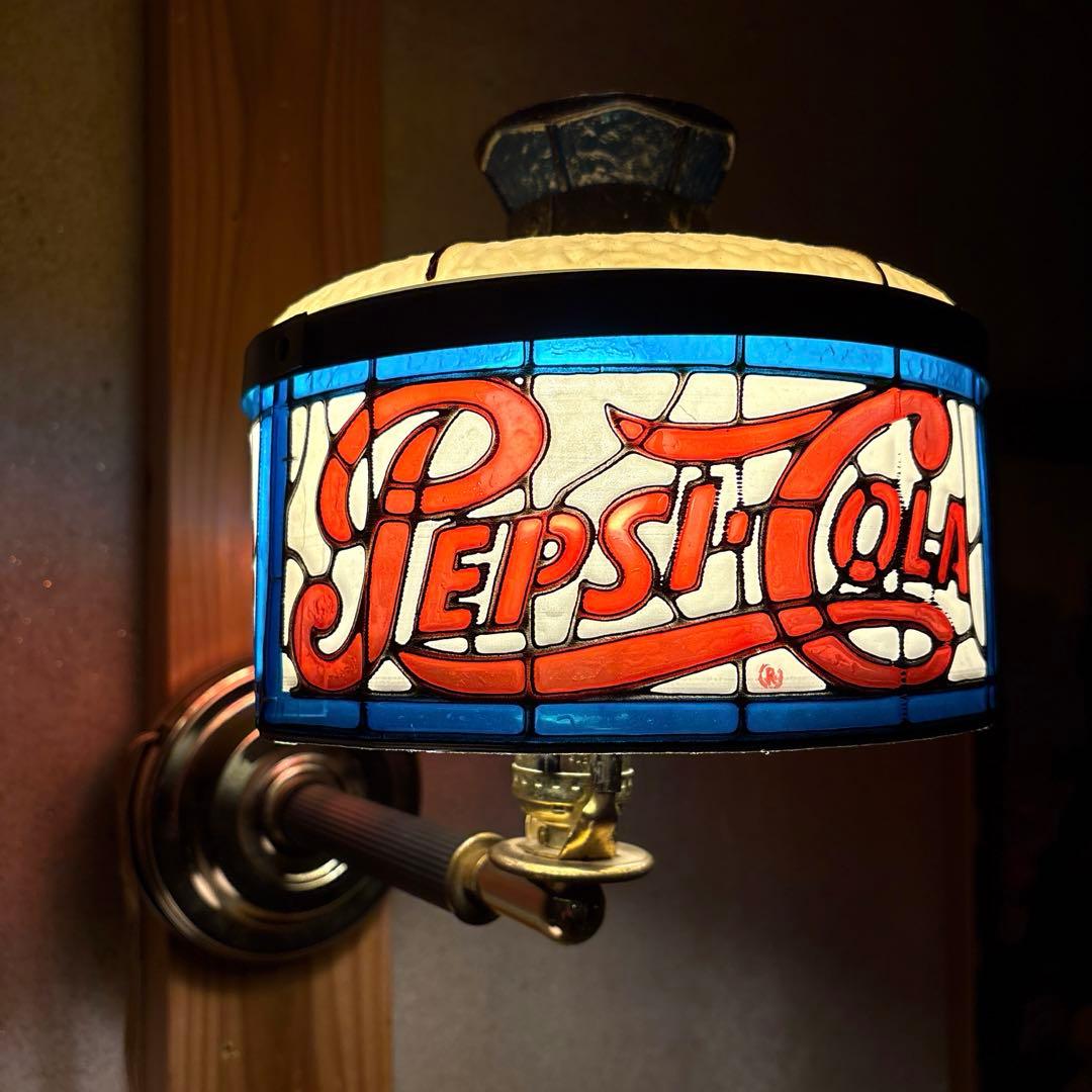 1970’s ペプシコーラ　ステンドグラス　ランプ　デスクライト　看板