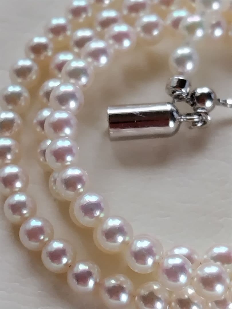 艶照り最高】K18WG マグネットアジャスター あこや真珠ベビーパールネックレス