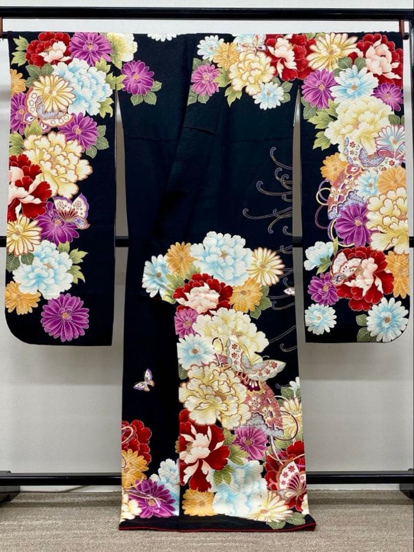 振袖 豪華 型友禅 刺繍 金駒 金彩 紋意匠 身丈172cm