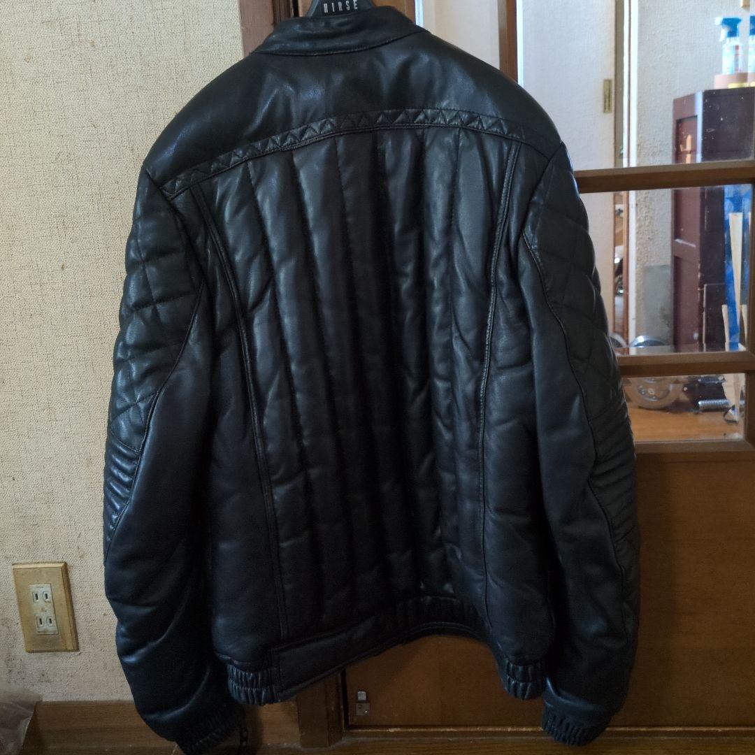 ユニオンジャップシングルライダースダウンジャケットサイズLブラック。