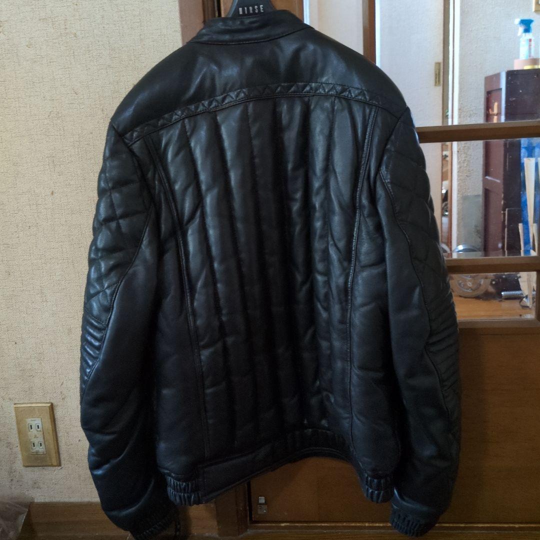 ユニオンジャップシングルライダースダウンジャケットサイズLブラック。