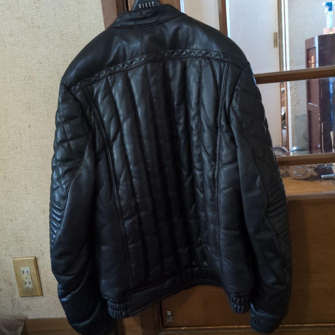 ユニオンジャップシングルライダースダウンジャケットサイズLブラック。