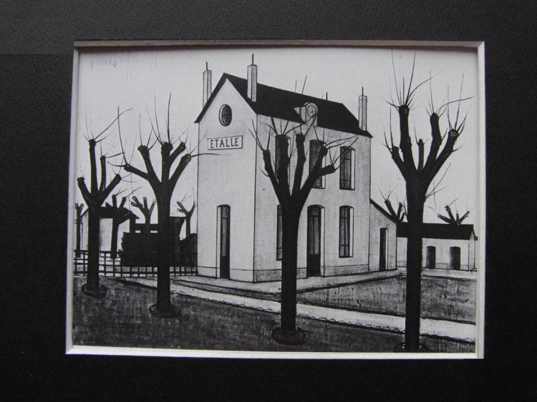 ベルナール・ビュッフェ、「Gare d'Etalle」、希少画集の額装画
