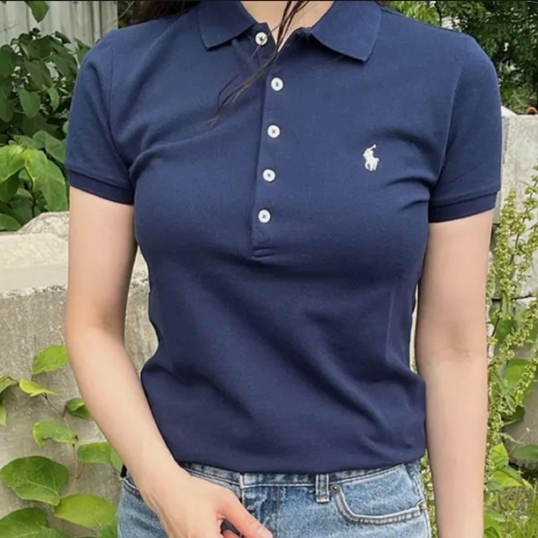 【タグ付き新品】ポロラルフローレン スリムフィットポロシャツＳ紺 正規品 未開封