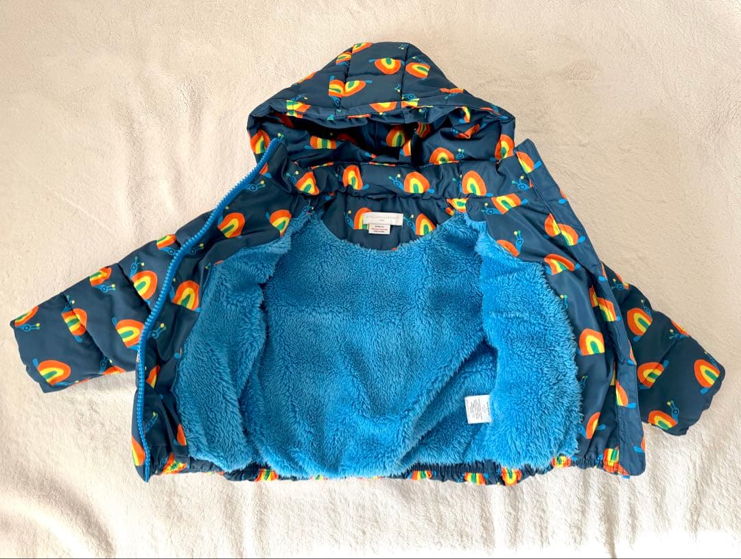 【極美品】⭐︎ステラマッカートニー　虹とカタツムリ柄　ボア付き　ダウンコート24m