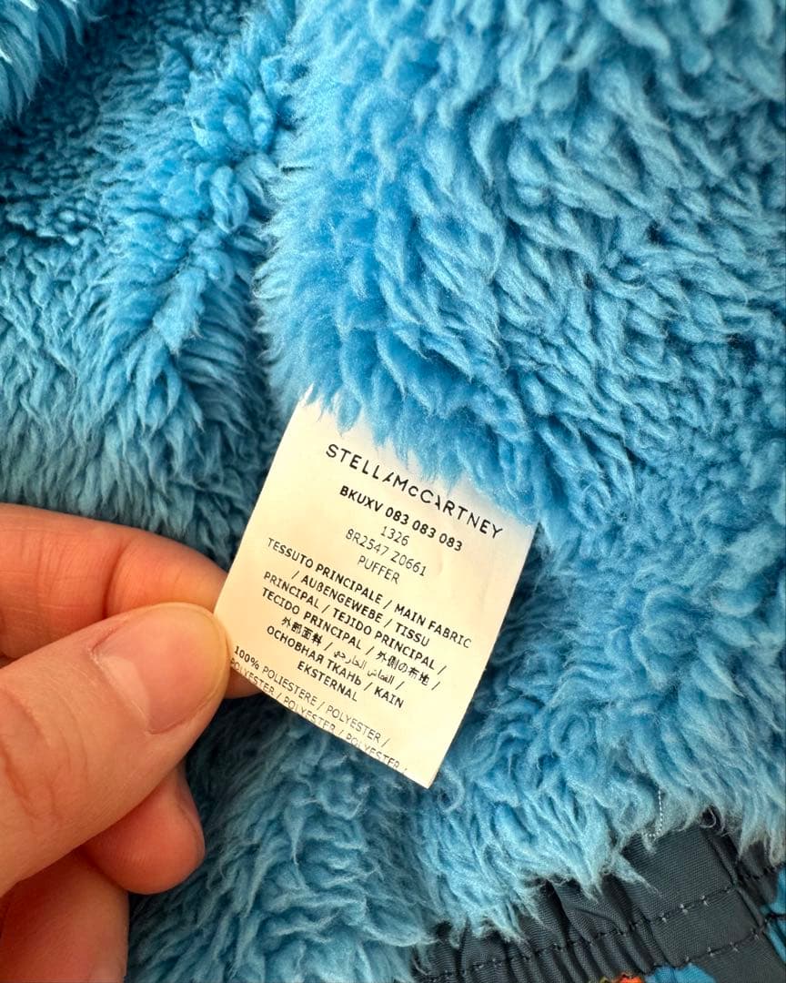 【極美品】⭐︎ステラマッカートニー　虹とカタツムリ柄　ボア付き　ダウンコート24m