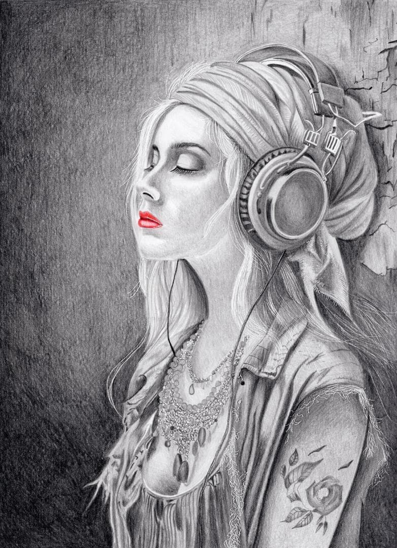 鉛筆画「My song, my life」　B5大サイズ