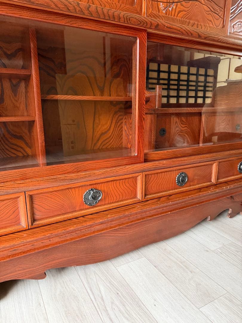 最終値下げ! 欅材 レトロ茶箪笥 水箪笥 古家具 昭和 アンティーク 収納棚