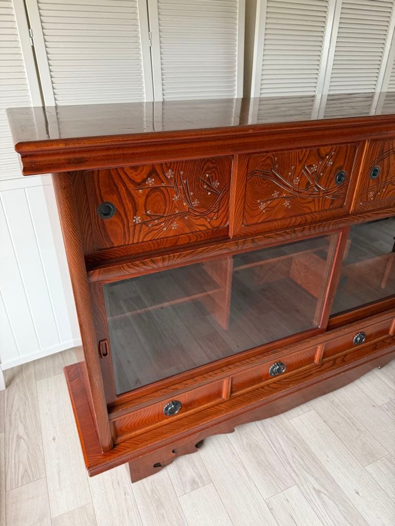 最終値下げ! 欅材 レトロ茶箪笥 水箪笥 古家具 昭和 アンティーク 収納棚