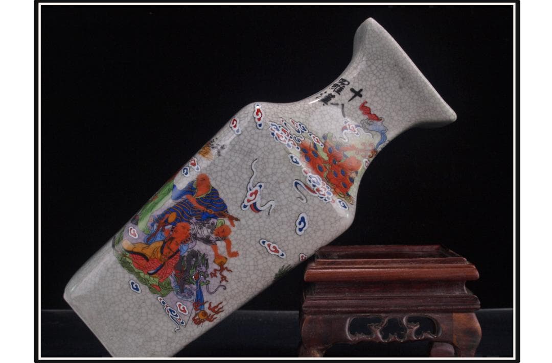 中国 清時代　在銘手描き花瓶 美術品　激安骨董品 DE997B14-1