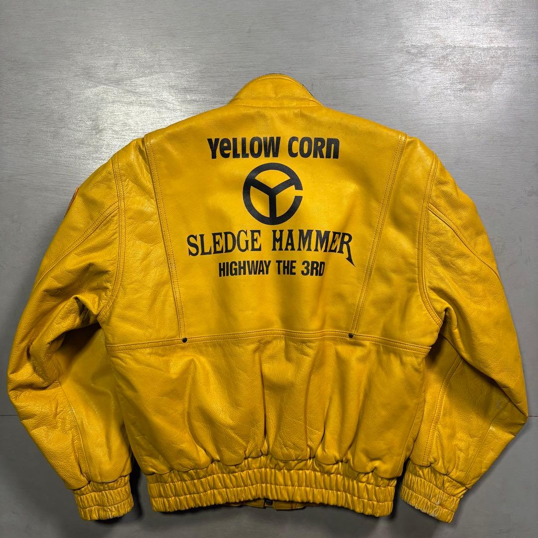YELLOW CORN ライダースジャケット　牛革　本革　オールレザー　黄色　L