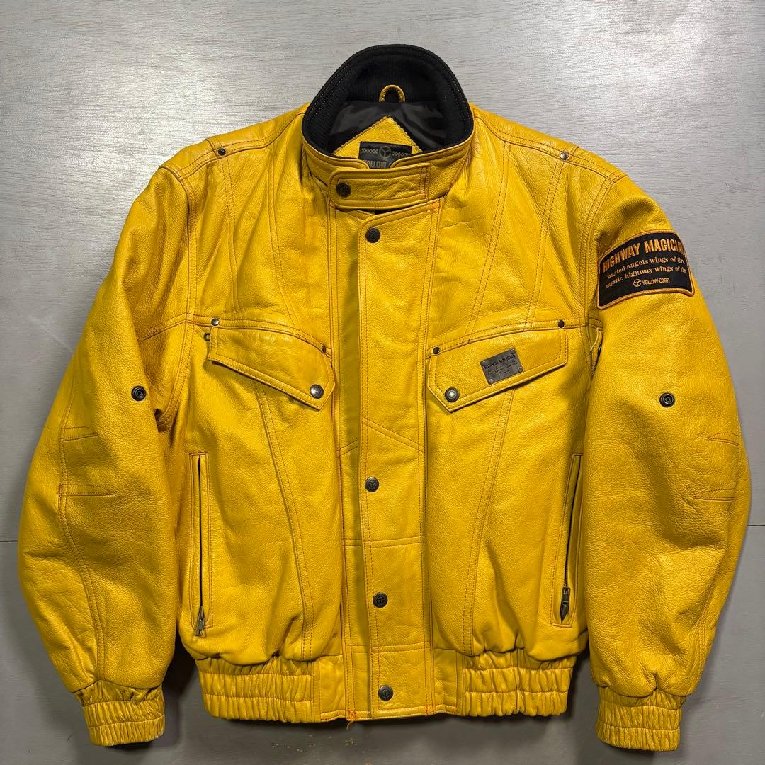 YELLOW CORN ライダースジャケット　牛革　本革　オールレザー　黄色　L