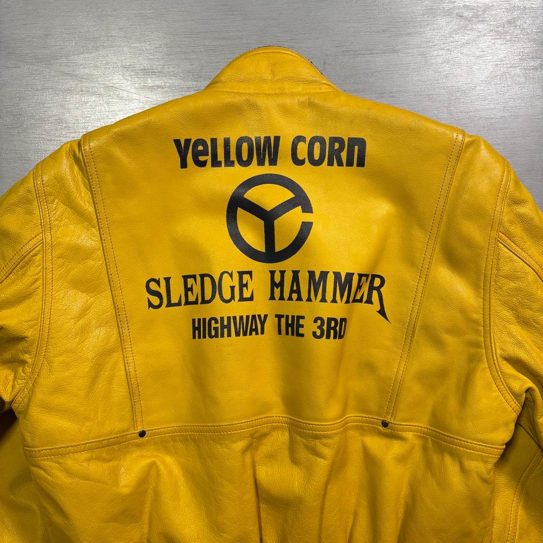 YELLOW CORN ライダースジャケット　牛革　本革　オールレザー　黄色　L
