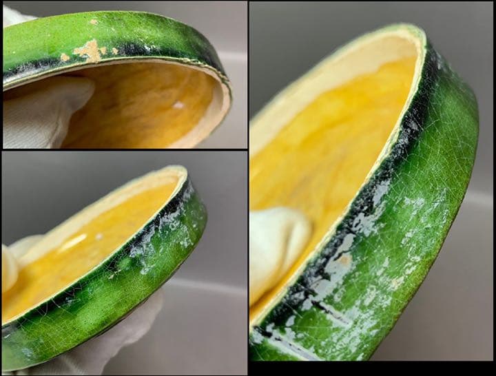 中国 三彩平丸花図香合（印合　合子）　f2220725