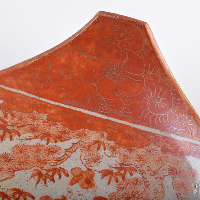 masa　古九谷赤絵銀彩　人物文皿　二種　十客　時代箱付　F　R9004B