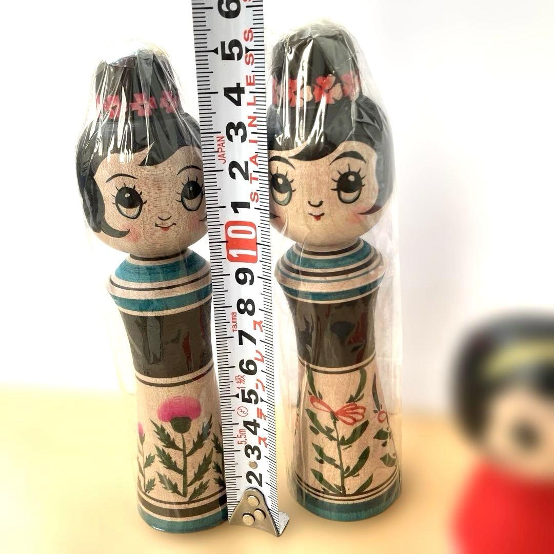 こけし　北山盛治　裕美　親子こけし　猫耳リンゴ　林檎こけし　3体セット　北山裕美