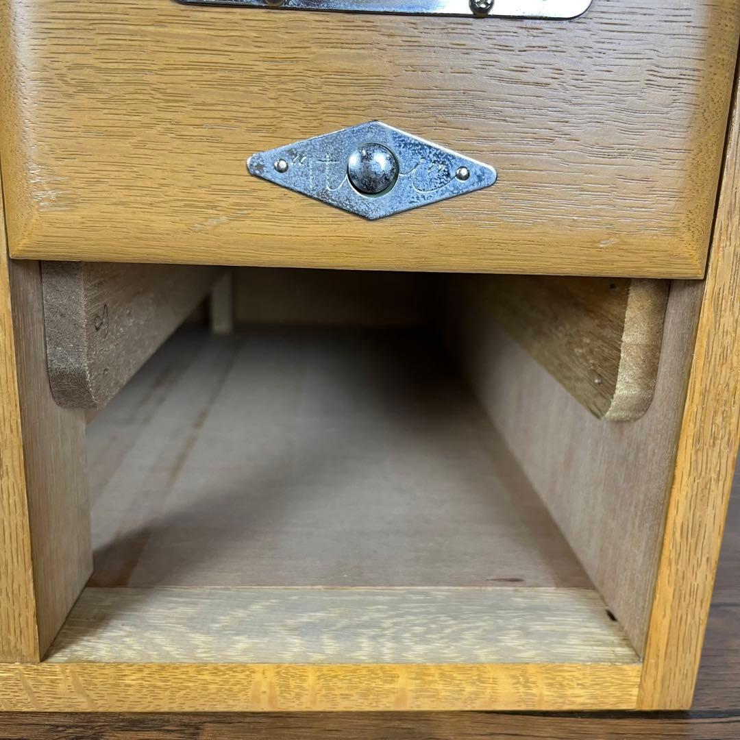 【希少】ヴィンテージ　図書館　カード棚　木製引き出し　ドロワー 4段