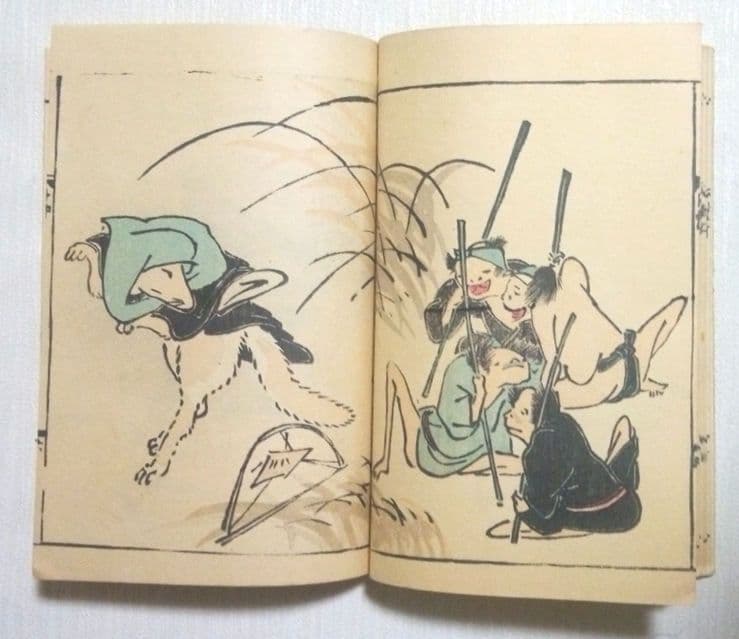 鳥羽絵扇の的3巻合本（色刷り版画本)竹原信繁画、享保5年