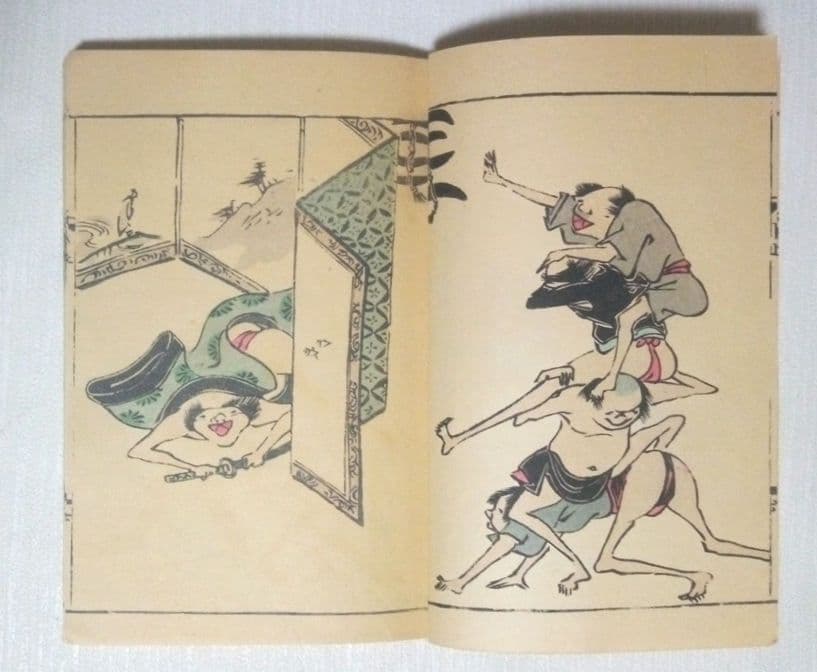 鳥羽絵扇の的3巻合本（色刷り版画本)竹原信繁画、享保5年