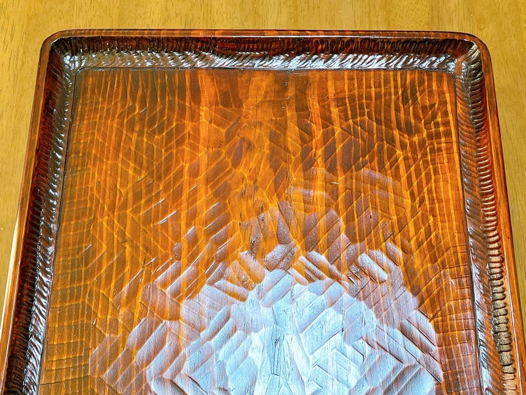 時代物 お膳 讃岐彫り 正方形 お盆 アンティーク 漆器 トレー 木彫り５枚