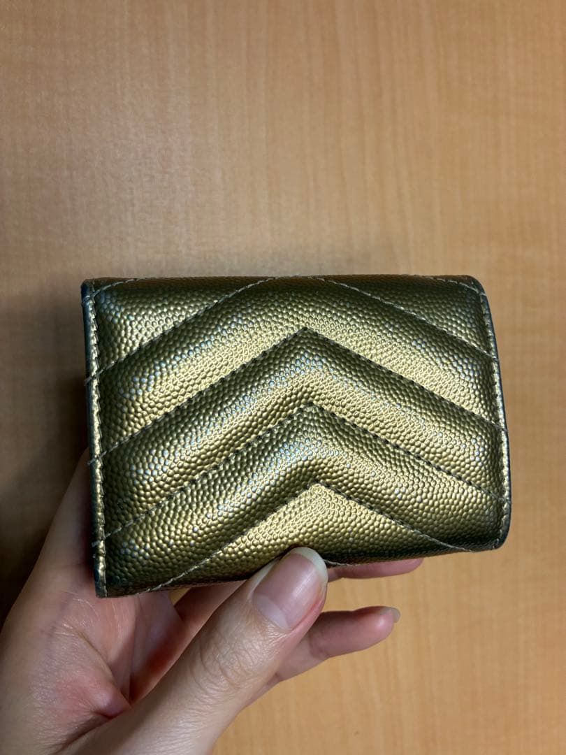 SAINT LAURENT ゴールド 三つ折り財布