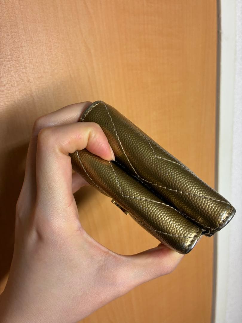 SAINT LAURENT ゴールド 三つ折り財布