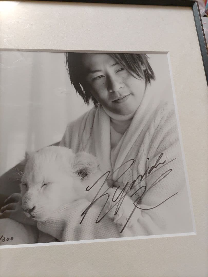 直筆サイン入りFC限定購入品!河村隆一ライオンの赤ちゃん額装LUNA SEA写真
