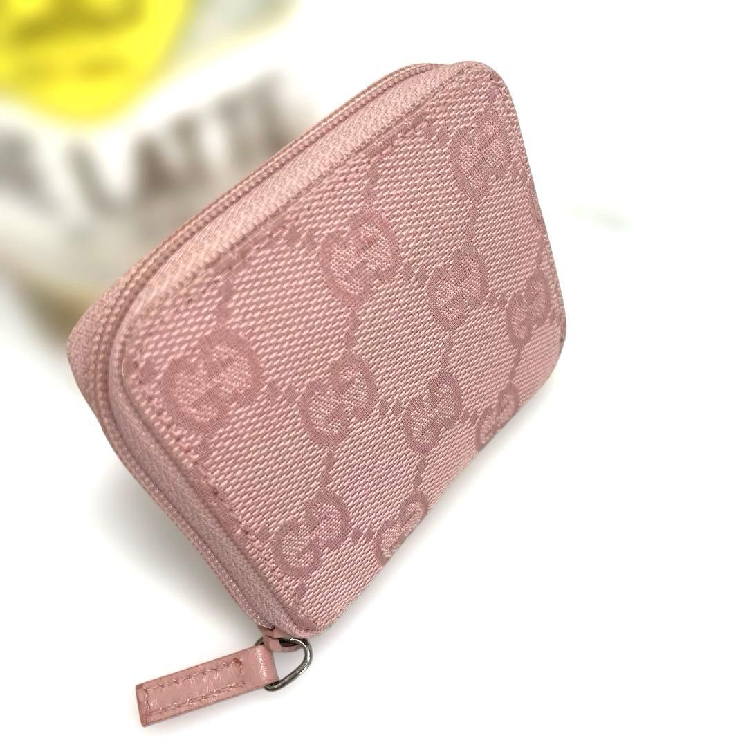 新品　グッチ GUCCI ケース 小銭入れ ピンク GG キャンバス 本革