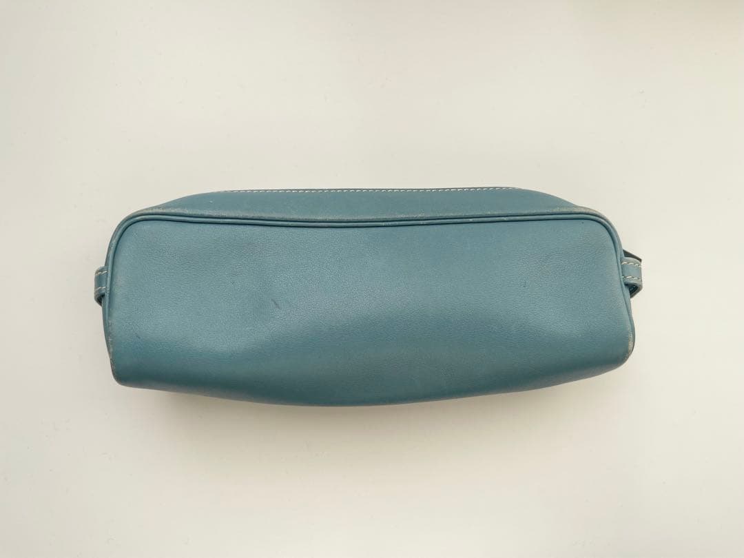 HERMES エルメス レザー ペンケース ポーチ ブルー系 シルバー金具