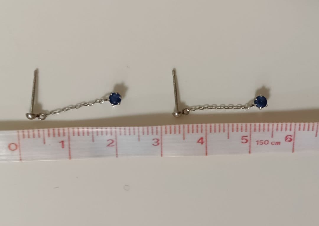 PT900 青いストーン チェーンピアス