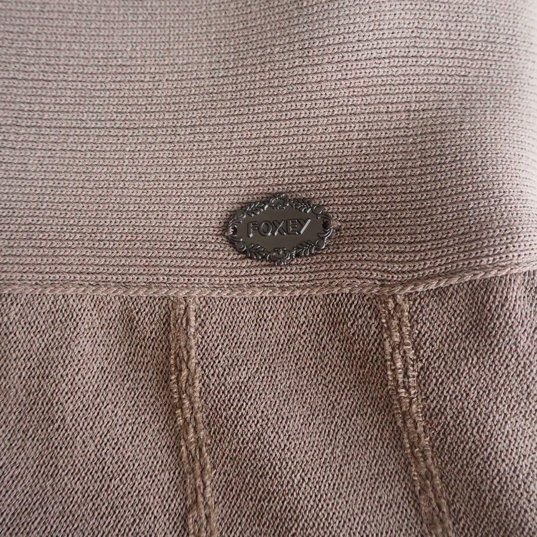 FOXEY ニット フレアスカート リリーラッフル ロゴプレート プリーツ