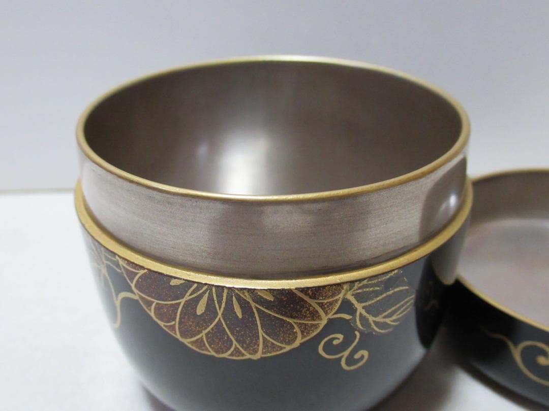 茶道具　菊梅唐草蒔絵　大棗　西條一斎製　共箱