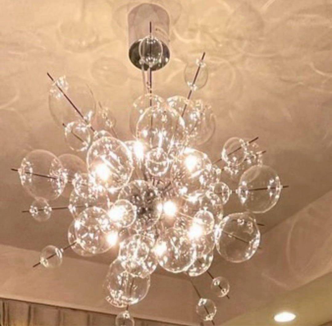 MCQUEENバブルガラスシャンデリア 照明 直径60cm 割れあり