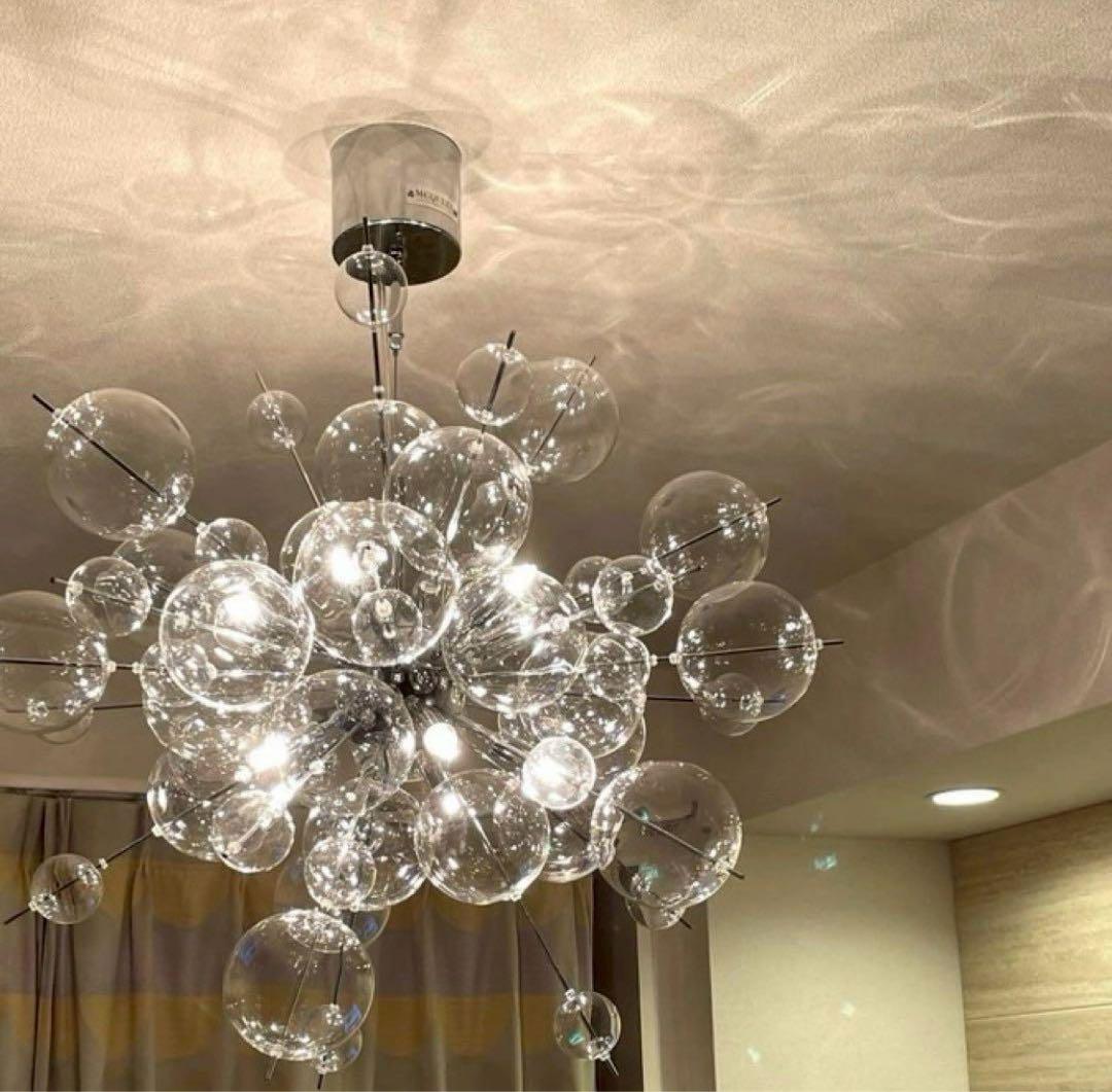 MCQUEENバブルガラスシャンデリア 照明 直径60cm 割れあり