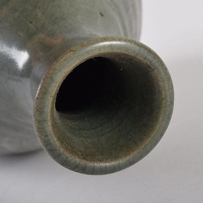 李朝　高麗青磁　象嵌花文　徳利　V　R7994