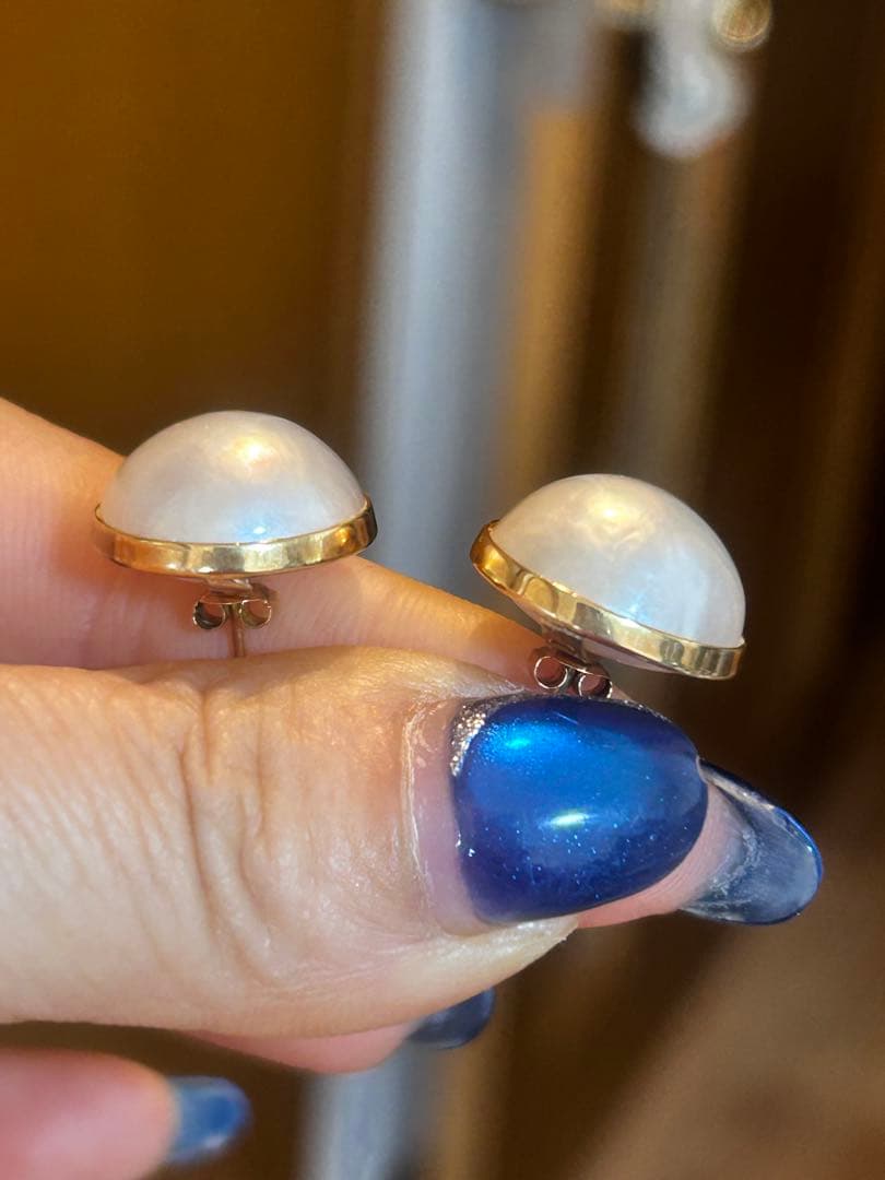 K18マベパール真珠 ドーム型ピアス