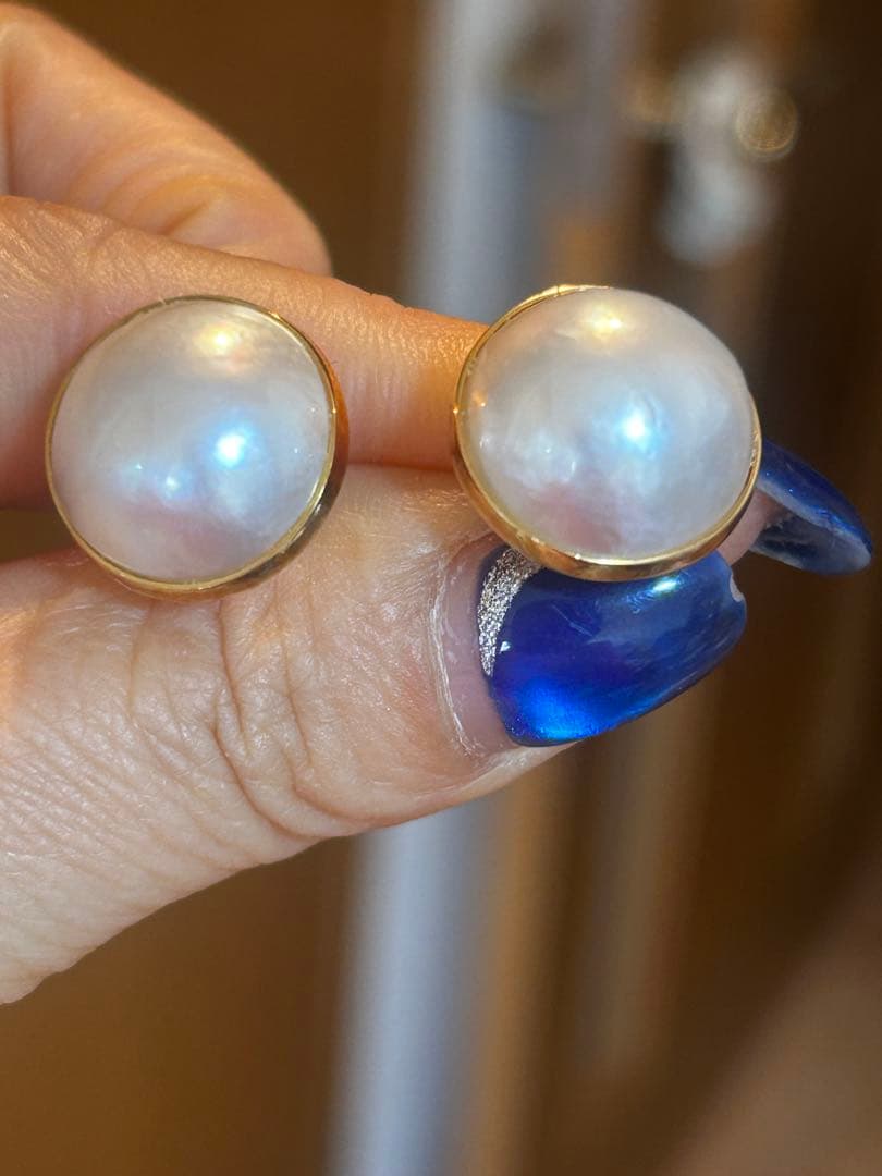 K18マベパール真珠 ドーム型ピアス