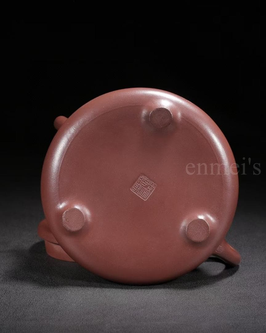 中国古美術・原鉱赤泥子冶石瓢紫砂壺・底款：景舟手製・紫砂壺・急須・茶道具・置物