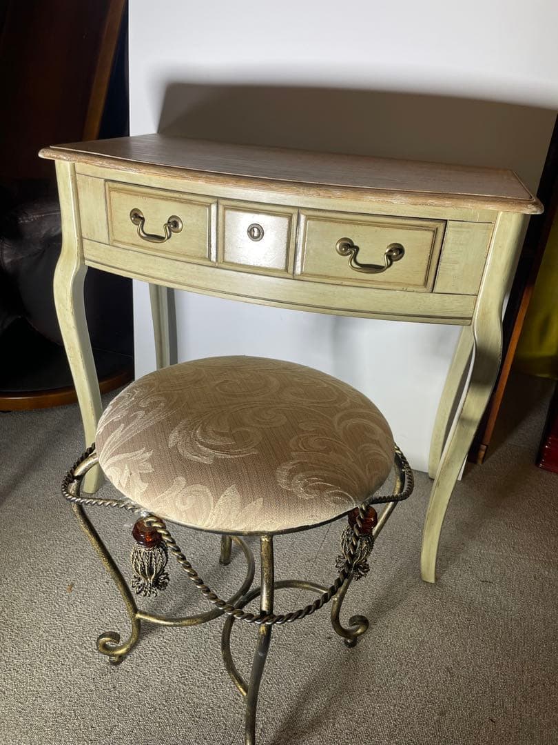 アンティーク調 猫脚コンソールテーブル＆スツール シャビーシック クラシック家具