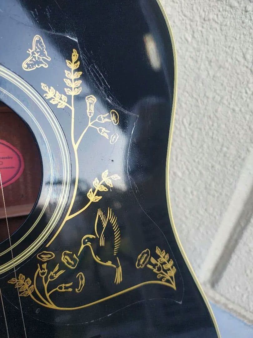 超美品 ブラック ハミングバード　ピアノブラック PU付きエレアコ