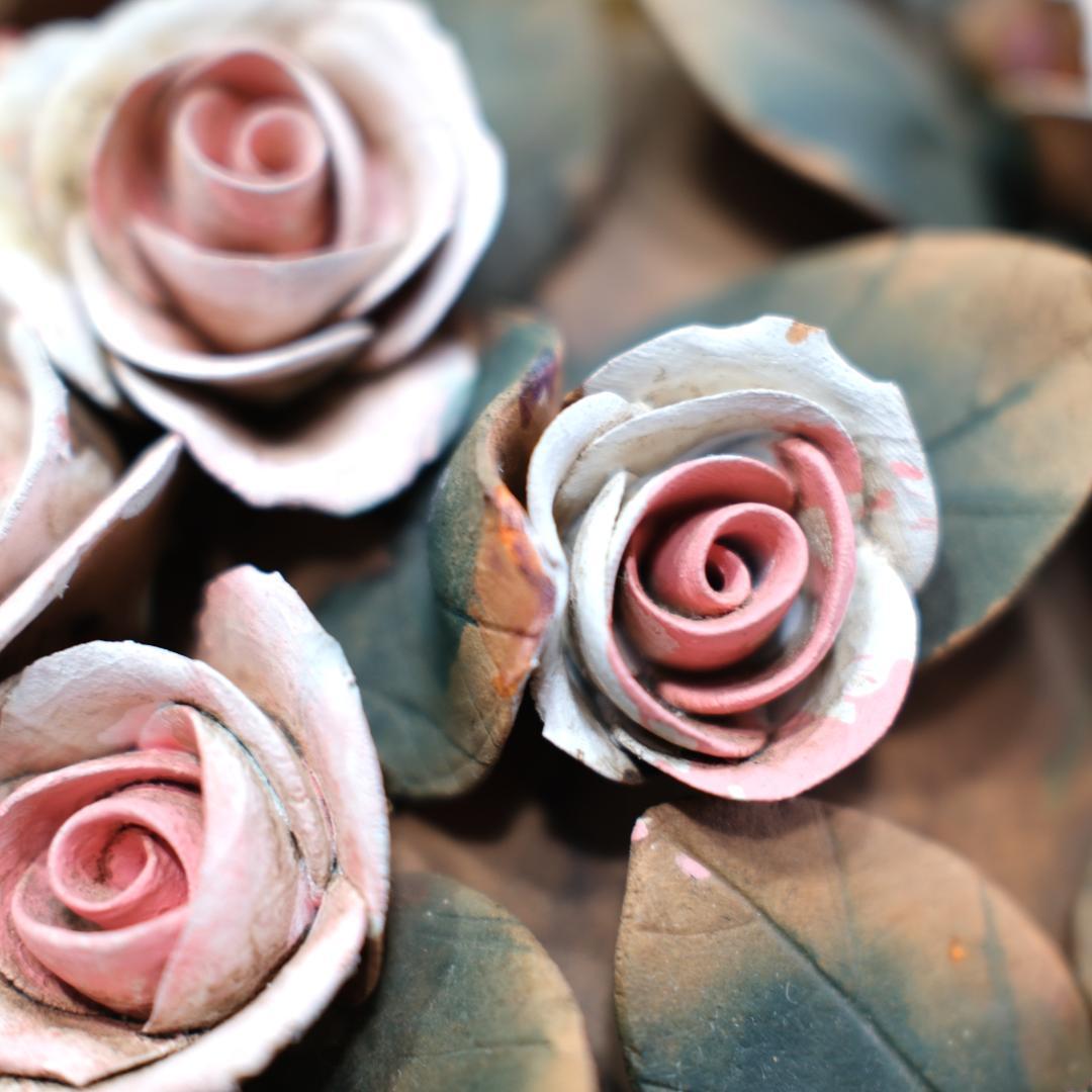 イタリア製 バラの鉢植デザインの照明ランプ