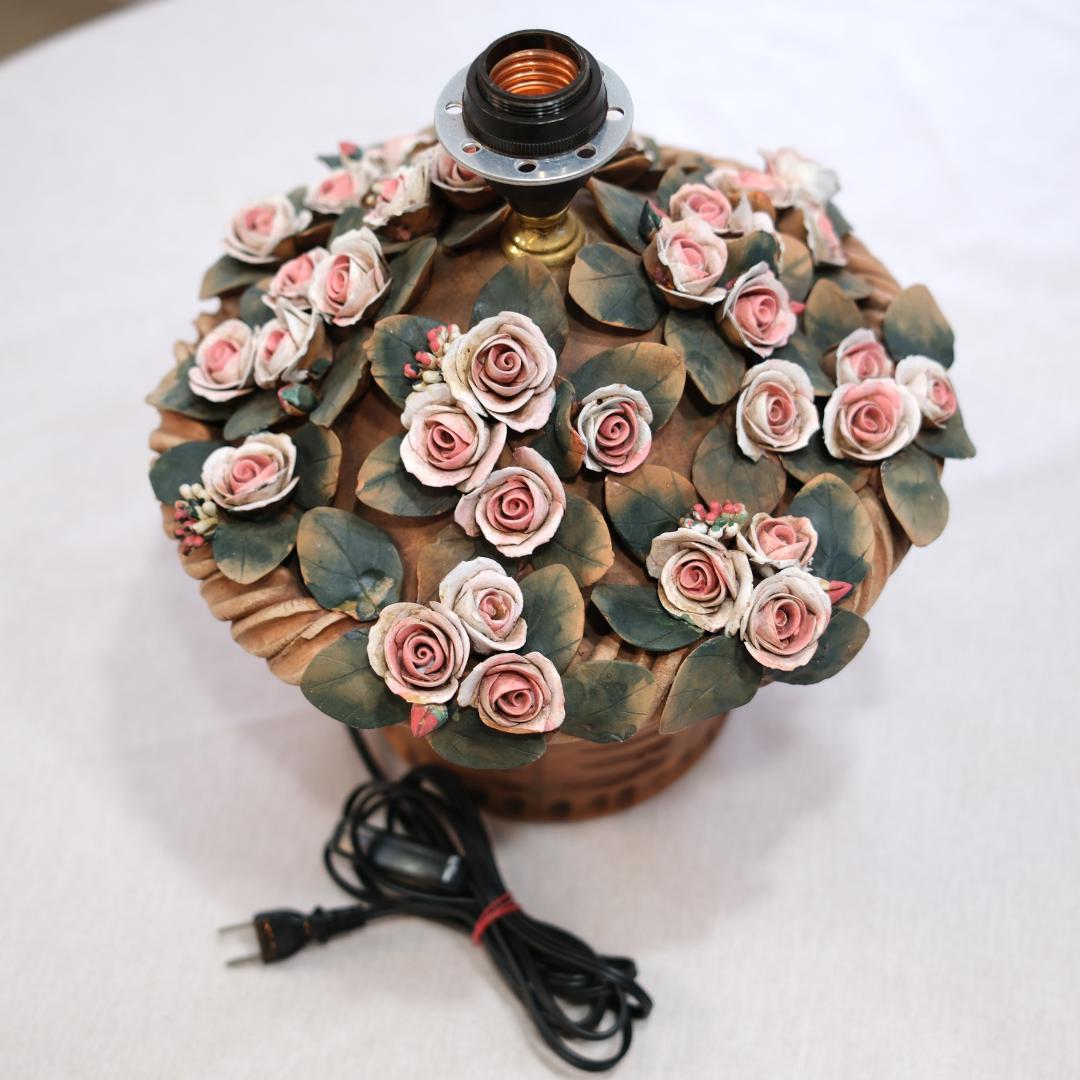 イタリア製 バラの鉢植デザインの照明ランプ