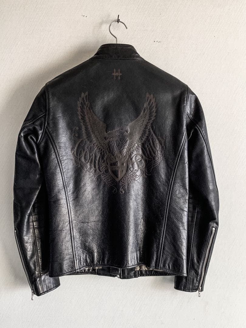 【定価30万円・EXILE着】　コールブラック 極上イーグルレザージャケット