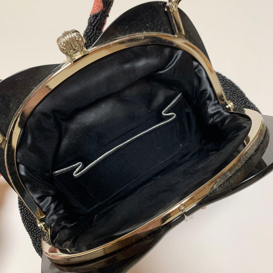 花柄　総ビーズ　ハンドバッグ　ビーズバッグ　和装　パーティ　昭和レトロ