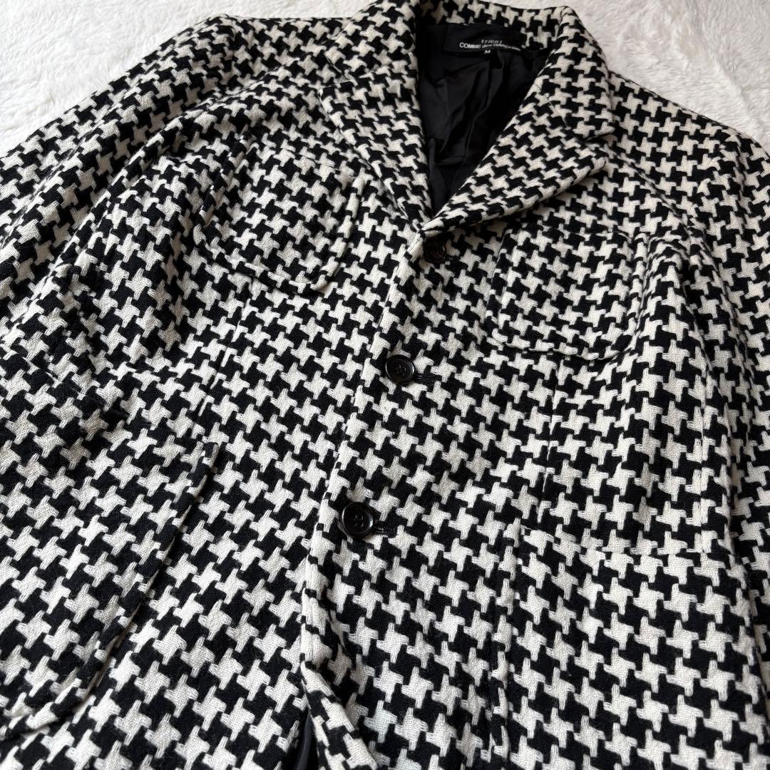 トリココムデギャルソン　千鳥格子　チェスターコート　グレンチェック　モノトーンM