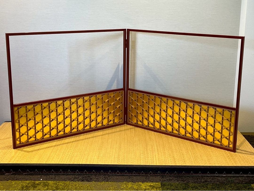 指物師 井川信斎 作 金張組子風炉先屏風 共箱 茶道具