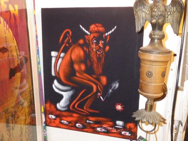 デビル★トイレ★タバコ★喫煙★メキシコ★絵画★アート★壁掛け★悪魔★ビンテージ